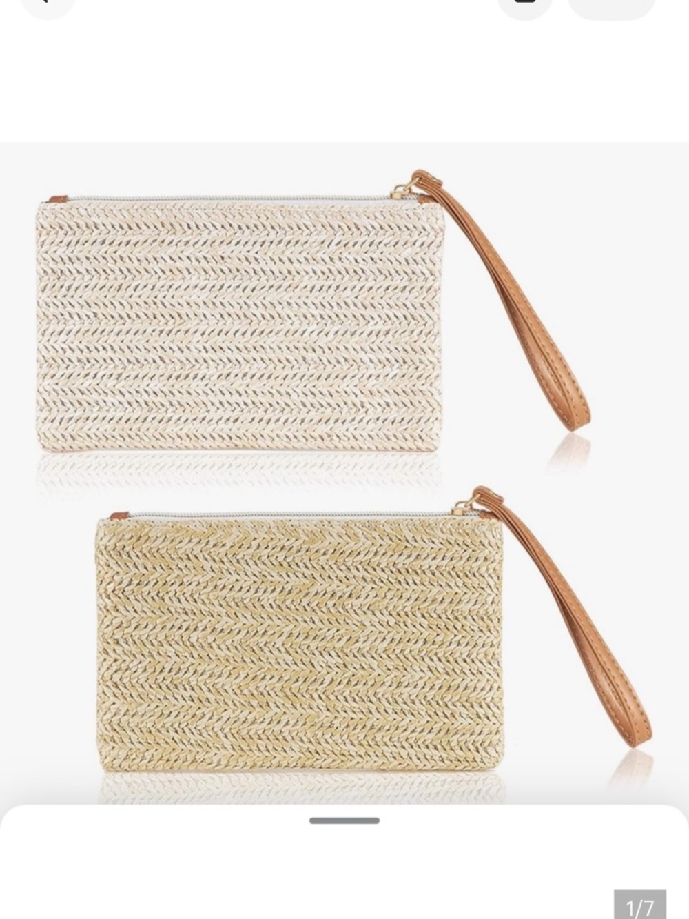🆕 2 Pieces Straw Clutch Purse Straw Handbag for Women